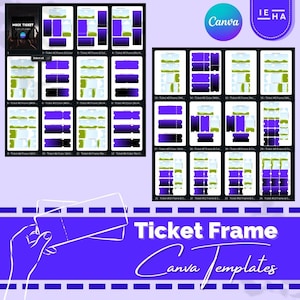 Canva Ticket Frames Mockups Vorlagen | Bearbeitbare Konzertkartenvorlage | DIY Event Ticket | Individuelle Konzertkarte | Farbverlaufsrahmen