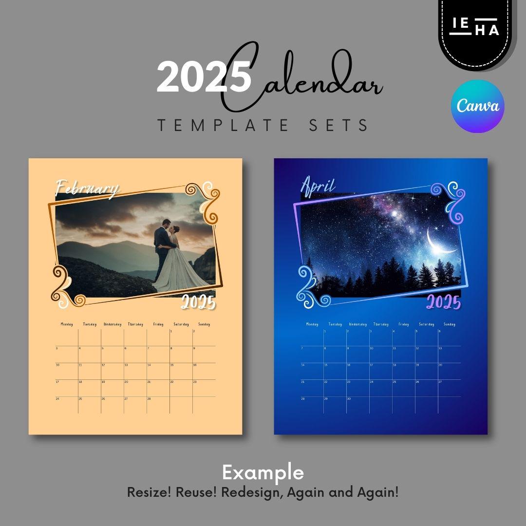 2025 Editable Calendar Canva Template Set | Fully Editable for DIY ...