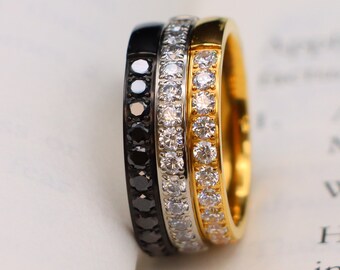 Round Cut CZ Stone Titanium Wedding Band, Women's Engagement Ring Lightweight Comfort Fit Women Band