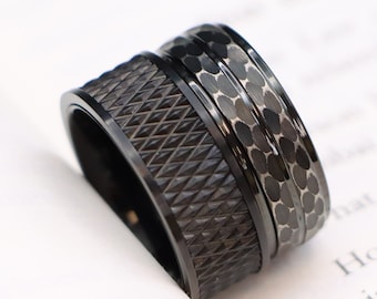Black Tungsten Carbide Ring, Unisex Wedding Band (8-9MM)