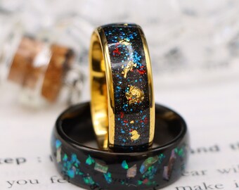 Abalone Opal Inlay Tungsten Wedding Ring, Comfort Fit