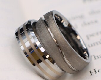 Tungsten Carbide Wedding Band, Unisex Silver Ring, 8MM Comfort Fit
