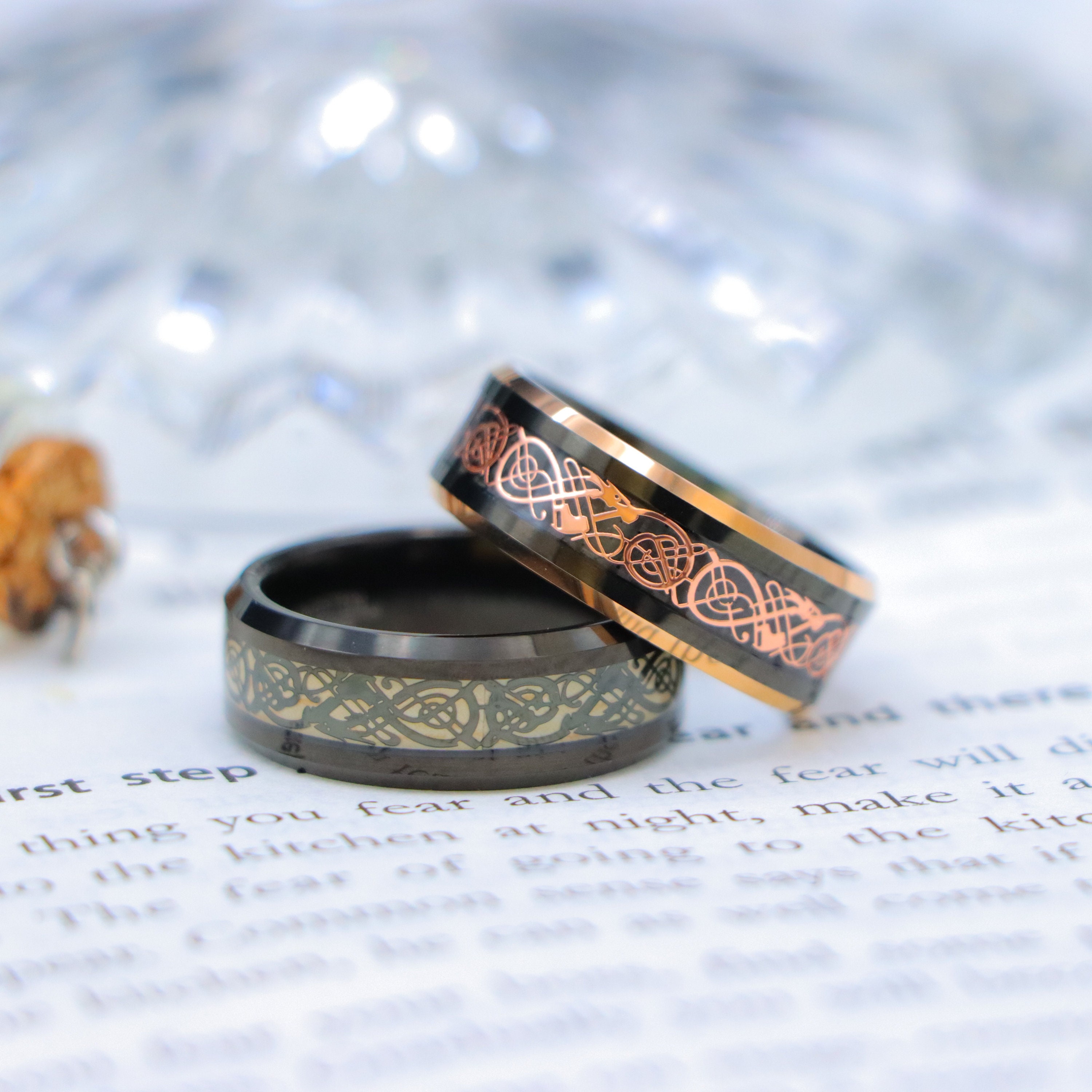 Celtic Mens Wedding Ring, Rose Gold Wedding Band, Celtic Womens