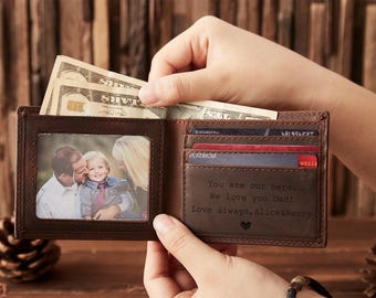 Custom Engraved Wallets,Mens Leather Wallet,Groomsmen Gifts,Party Gifts,Wedding Party Favors,Gifts for Dads,Christmas Gifts,Anniversary Gift