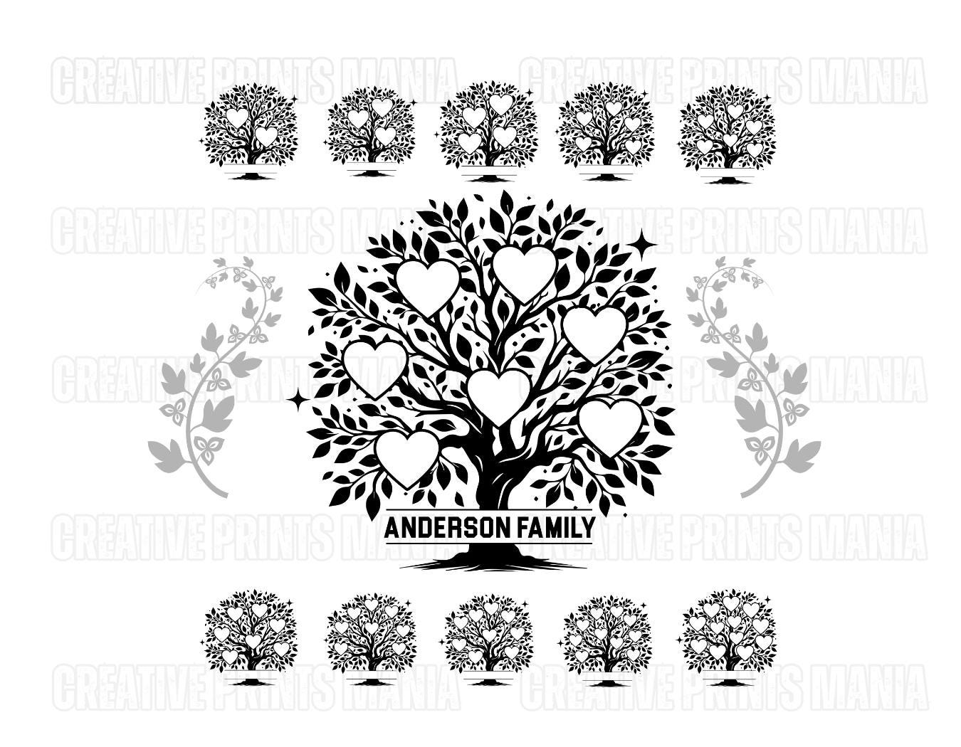 Family Tree Svg Bundle, 2-15 Members, Tree Of Life Svg, Family Tree Branch Svg Cut files for cricut, Family Tree Clipart, Tree Monogram Gift