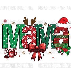 Christmas Mama Coquette Png jpg, Mama Claus png, Christmas coquette bow png, Doodles Xmas, Candy Cane Santa Hot Cocoa, Candy Cane Santa png