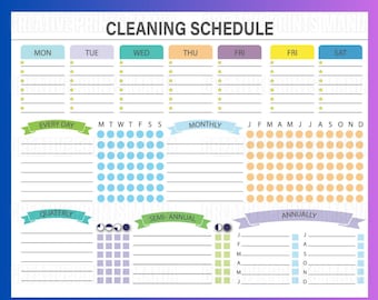 EDITABLE Cleaning Planner, Cleaning Checklist Schedule ADHD Cleaning Planner, Household Chores Chart PDF Cleaning checklist Digital Download