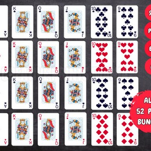 Pełna talia kart do gry svg, garnitury kart do gry svg, pełna talia kart svg, garnitury kart pokerowych SVG, poker SVG Cricut, 52 karty pokerowe Clipart