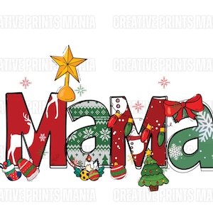 Mama Christmas Png, Merry Christmas PNG, Christmas Mama Coquette Png, Mama Claus png, Christmas Tree Bow png, Merry Mama Png, Doodles Xmas