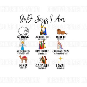 God Says I Am PNG, Christian PNG, God says i am strong accepted bold, Bible Verse Png, True Story Jesus Png, Religious Faith Png Sublimation