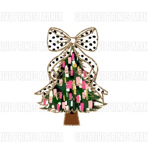 Coquette Colorful Christmas Tree png Girls Christmas Bow Christmas girls winter png kids santa design Christmas Coquette Bow Dalmantian Dots
