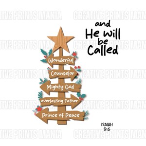 And He Will Be Called Svg Png Sublimation, Isaiah 9:6, Christmas Scripture Svg Png, Hand Drawn Christmas Tree Png, Christian Christmas Jesus
