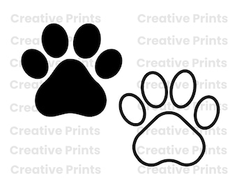 Paw Print Svg, Paw Print Outline Svg, Paw print Clipart, Paw Print png, Paw Print Digital Download, Paw vector, cricut, silhouette, cut file
