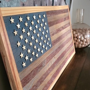 Rustic Barnwood American Flag – Handmade Wooden Flag Wall Art (Ships Next Business Day)