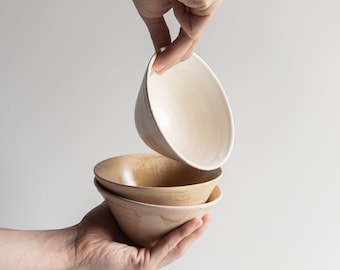CUENCO hecho a mano 380ml - Diseño minimalista, gres, cerámica, vajilla, esmaltado mate, regalo para cenar, desayunos, cereales, sopas, pastas