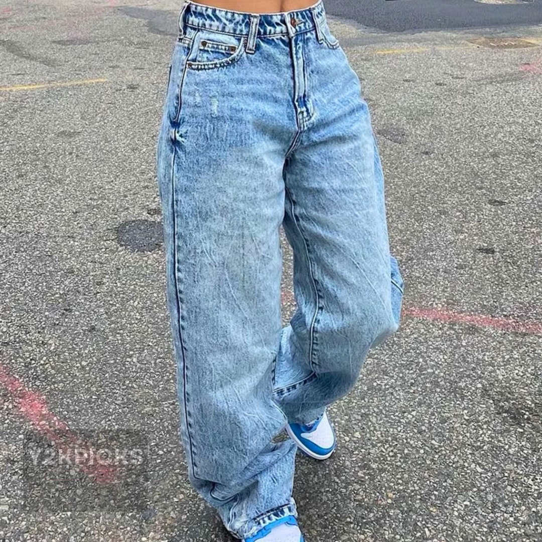 Y2k Fashion Jeans High Waist Pants Baggy Pants Y2k Etsy