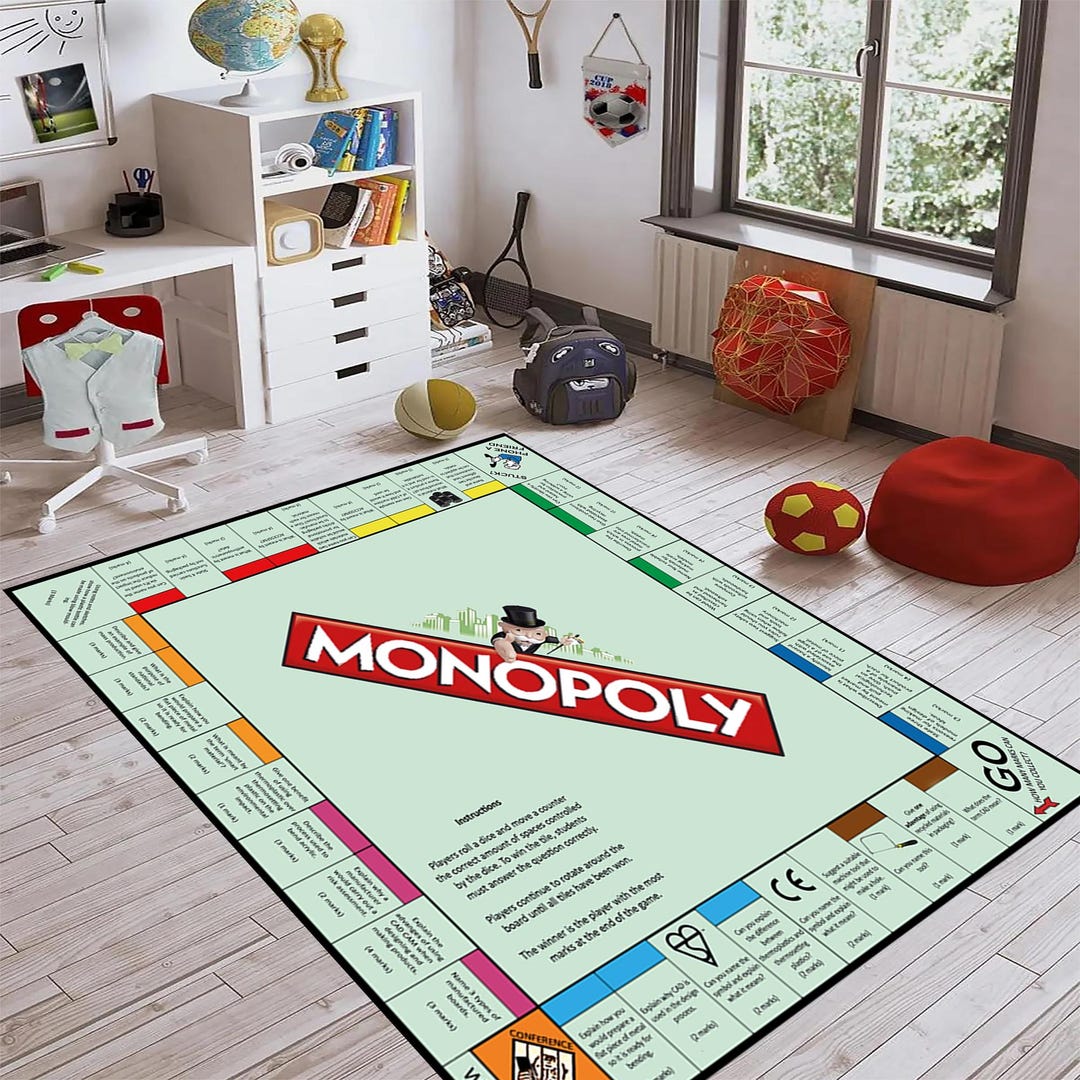 Monopaly Rug Monopoly Rug, Monopoly,monopoly Mat,monopoly Boardgame Rug,monopoly ...