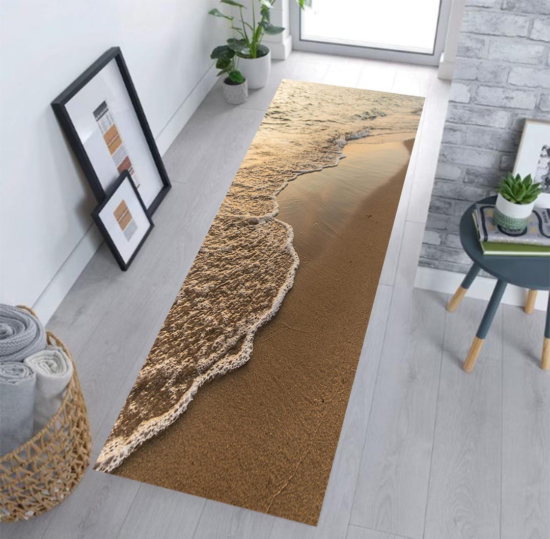 Pool Runner Rug Beach Rug, Beach Runner Rug, Runner Rug, Nautical Rug, Sea Sand Rug ...