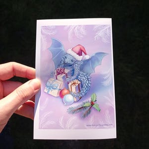 Print A6 carte de voeux postale petit Dragon cadeaux Noël