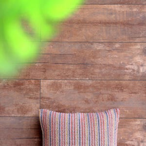 Bohemian Embroidery Throw Pillow Cover - Colorful Stripes Textured Cushion Cover 18x18