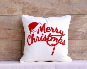 刺繍入りスノーフレーククリスマスクッションカバー：カラフルな