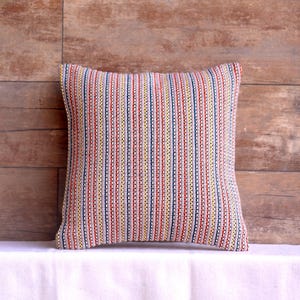 Colorful Stripes Textured Bohemian Embroidery Throw Pillow, Cushion Cover, Decorative Pillows, Home Decor Gift, Pillow Cover, 18 x 18 inches