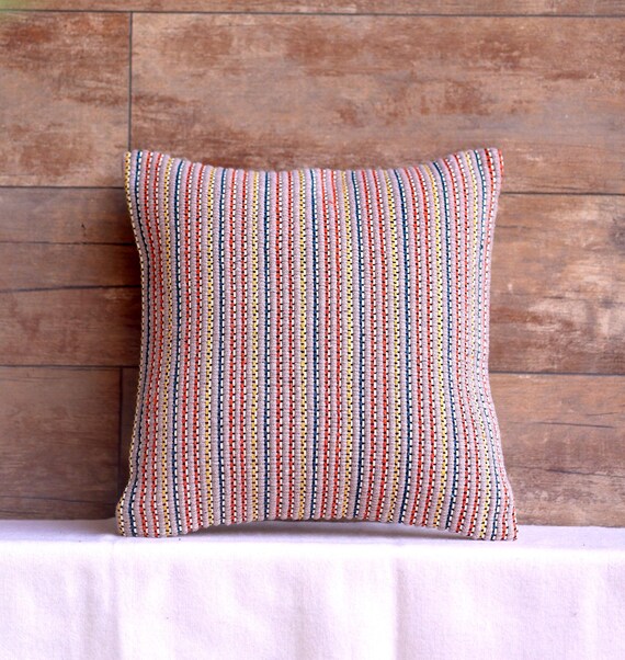 ボヘミアン刺繍クッションカバー：カラフルなストライプ、テクスチャ