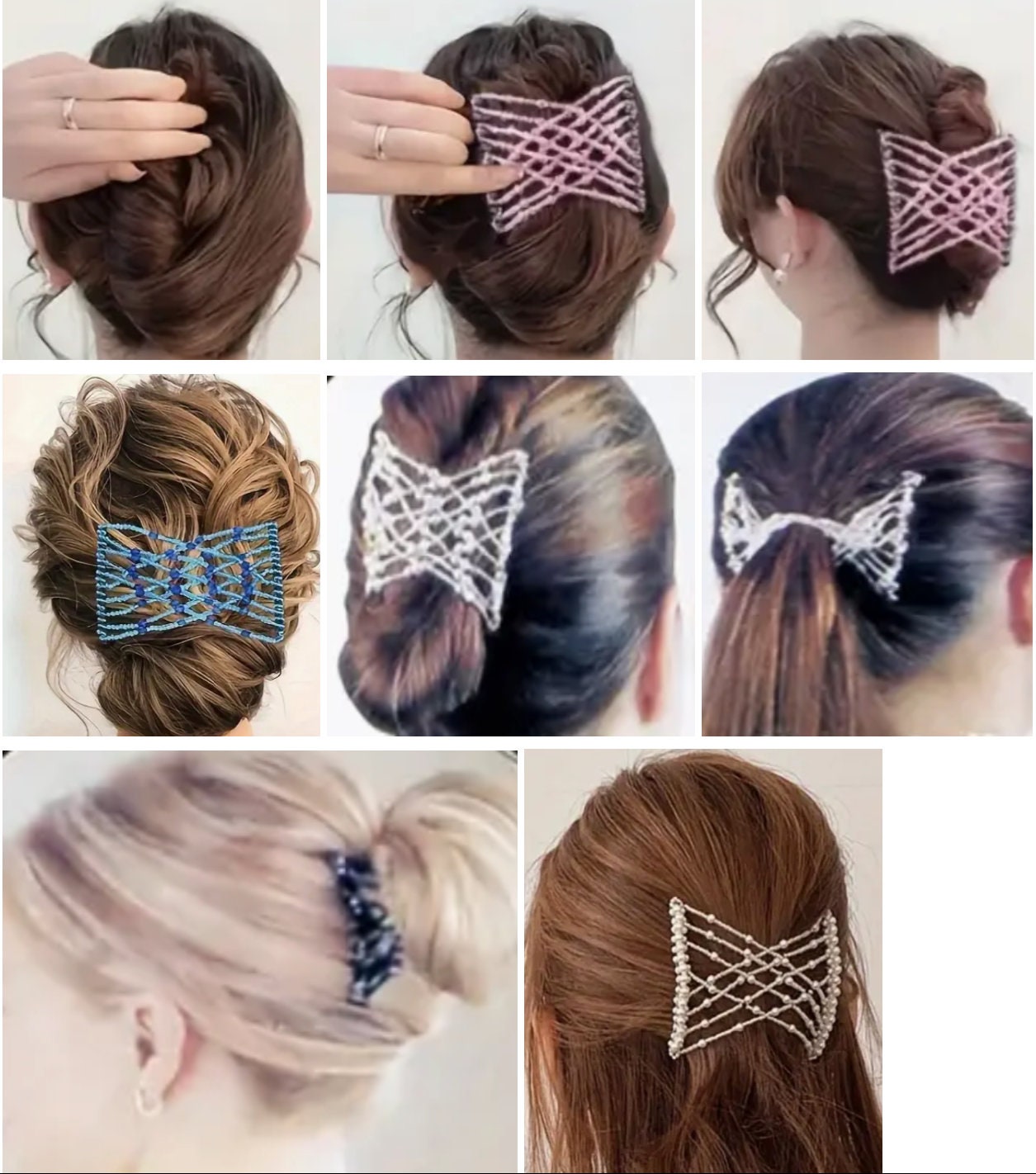 Stretchy Hair Pins Magic Elastic Combs Beaded Clips for Bride for Women ...