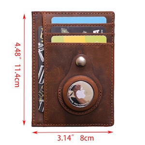 Portefeuille en cuir personnalisé AirTag, porte-étiquette pour homme avec fente pour carte, étui en cuir véritable pour Airtag, fente pour carte mince, porte-monnaie RFID pour cadeau image 5