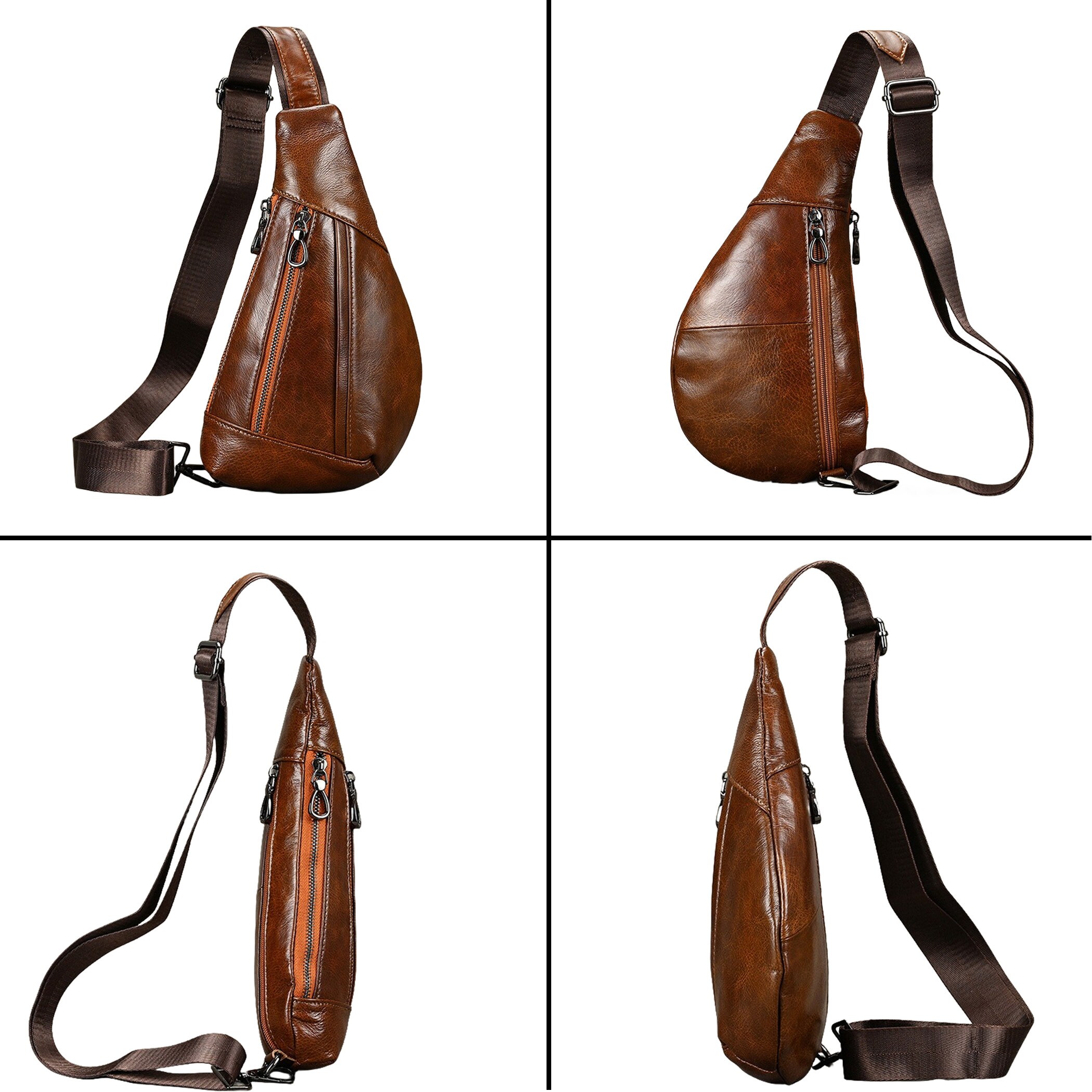 Head Layer Leather Crossbody Bag Men's Chest Bag Outdoor Etsy