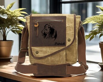 Men's Canvas Shoulder Bag, ipad Bag, Men Crossbody Bag, Women Shoulder Messenger Bag, Waterproof Sling Bag, Outdoor Travel Bag, Gift to Him