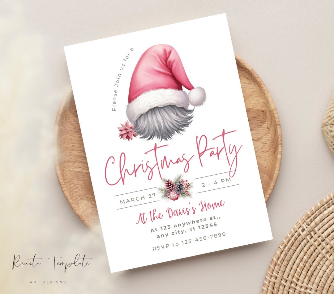Editable Cute Christmas Party Invitation Template, Holiday Party