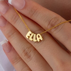 Personalisierte Blase Brief Halskette, Buchstabe Namen Halskette, 3D Buchstabe Halskette, Buchstabe Schmuck, Anfangshalskette Goldblase, Geschenke für Mutter
