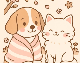 Kawaii Pets Coloring Book | Dog & Cat Pages for Relaxation | Cozy Animal Printable PDF
