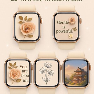 Mega Bundle Soft Bloom: 22 eleganti sfondi floreali 3D per Apple Watch / Quadranti Gentle Affirmation / Download digitale