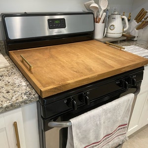 Stove top cover, Bless this food … Amen , in espresso – Sawyer Custom Crafts