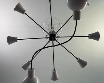 Beautiful Brass Ceiling Chandelier Light - 10 Arm Sputnik Pendant Light - Mid Century Hanging Light for Home Decor