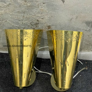 Pair of Handmade Brass Wall Lights: Mid Century Modern Sputnik Fixture