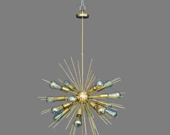 Mid Century Multicolour Sputnik Chandelier  Statement Sputnik Ceiling Light Lamp Dining Room