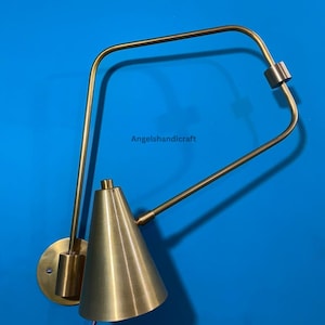 1 Light Brass Shades Curved Arm Handmade Vintage Wall Mid Century Antique Brass