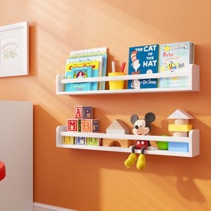 32&quot; White Wall Shelves for Kids Room, Nursery Wall Shelves, Kids Bookshelf, Wall Bookshelves - Set of 2