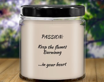 Keep the flames burning candle, white 9oz candle, handmade candle, soy candle, vanilla scented candle, gift for her, spa gift for her, ve...