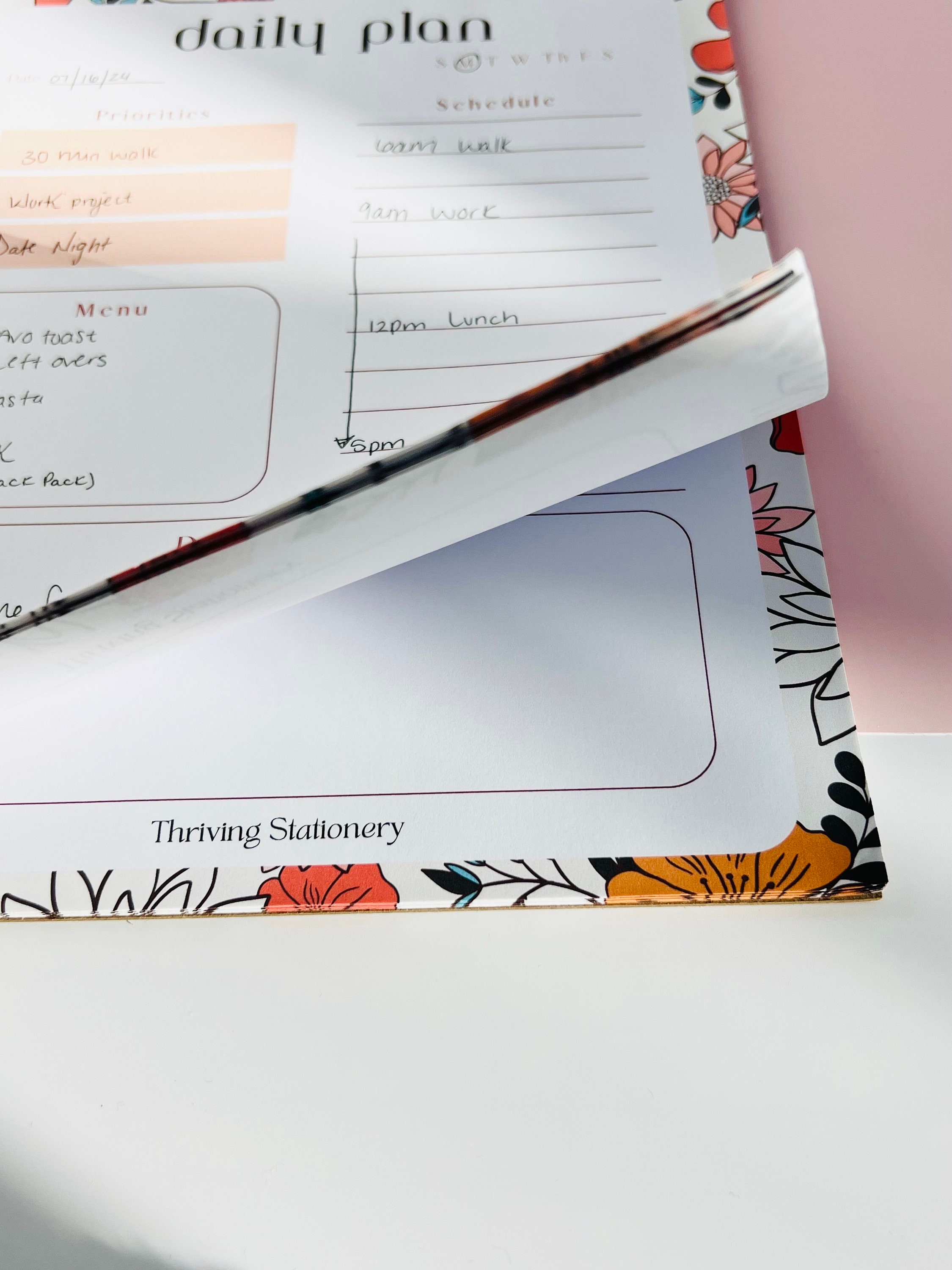 Floral Daily Planner Notepad | Aesthetic To-do List Desk Pad - Etsy