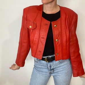 DINOZ Vintage 80er Jahre rote Lederjacke eighties Statement Jacke Leder Gr42 Bild 2