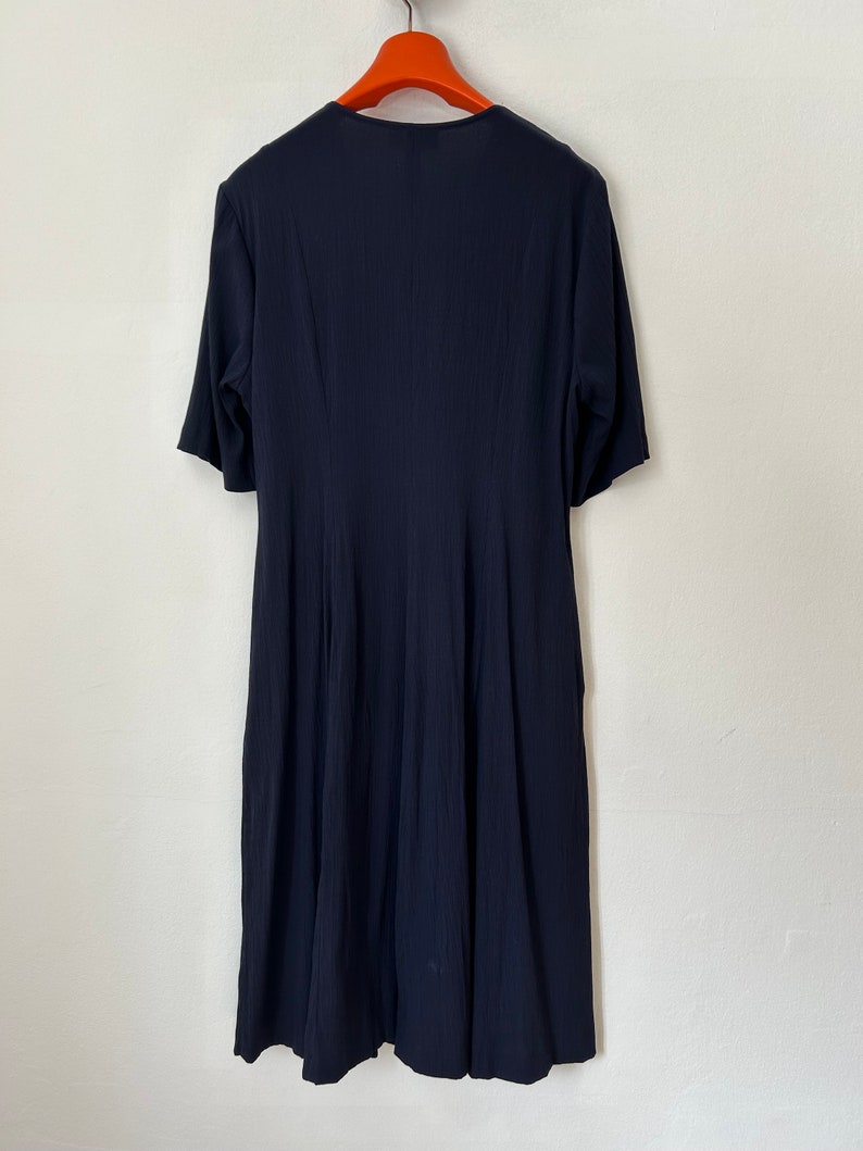 Schönes blaues Vintage Crinkle Kleid Midikleid Kleid Gr42 Bild 9