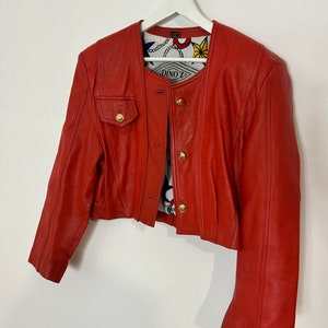 DINOZ Vintage 80er Jahre rote Lederjacke eighties Statement Jacke Leder Gr42 Bild 5