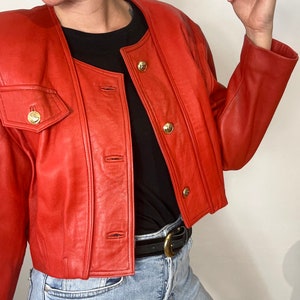 DINOZ Vintage 80er Jahre rote Lederjacke eighties Statement Jacke Leder Gr42 Bild 3