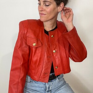 DINOZ Vintage 80er Jahre rote Lederjacke eighties Statement Jacke Leder Gr42 Bild 1