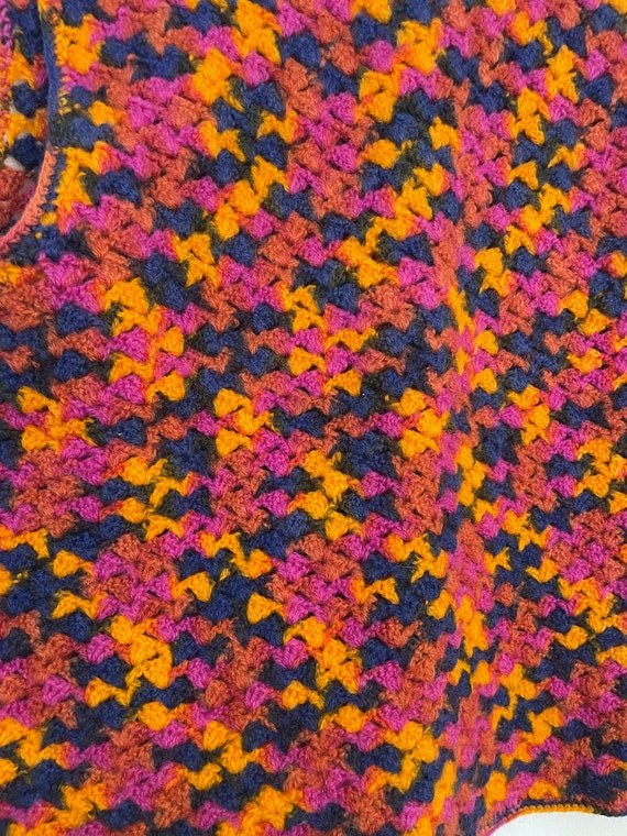 Colorful vintage sweater vest handmade crocheted … - image 6