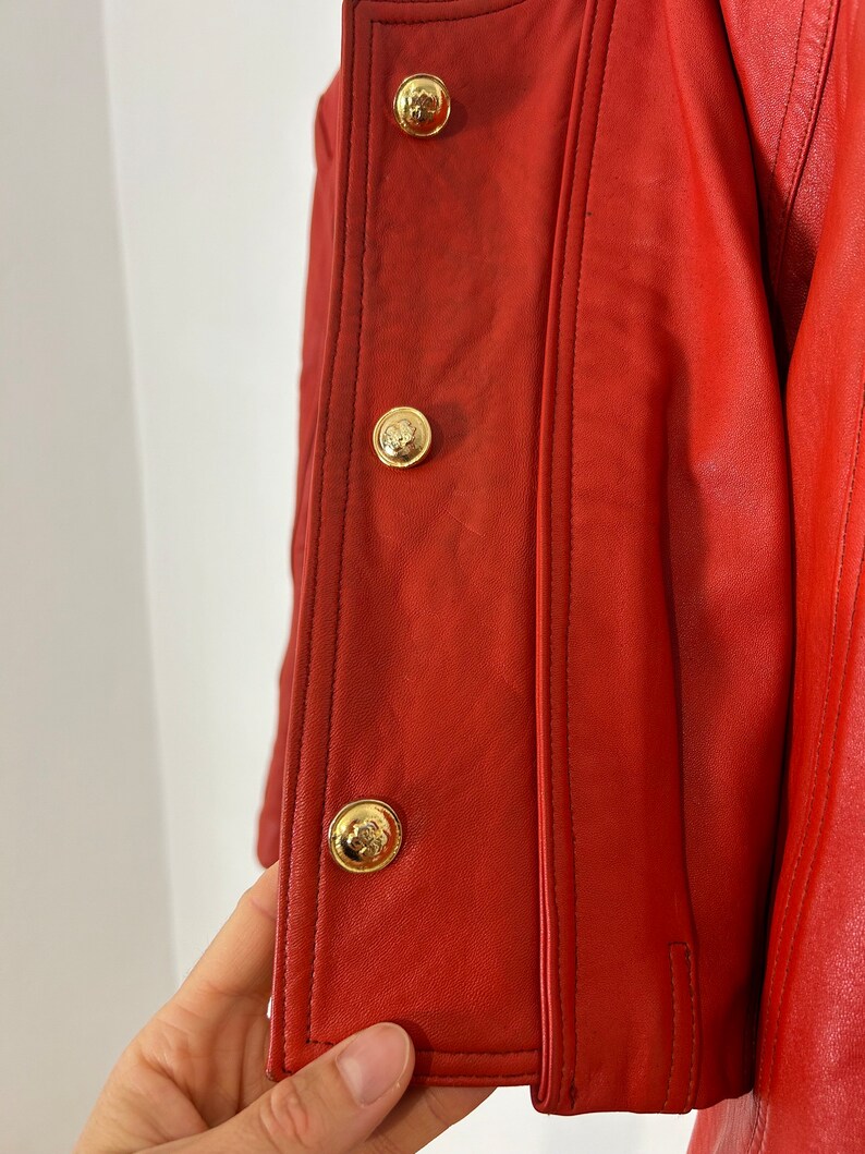 DINOZ Vintage 80er Jahre rote Lederjacke eighties Statement Jacke Leder Gr42 Bild 7